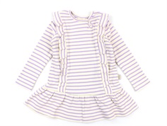 Petit Piao dress lavender/cream stripes and ruffle